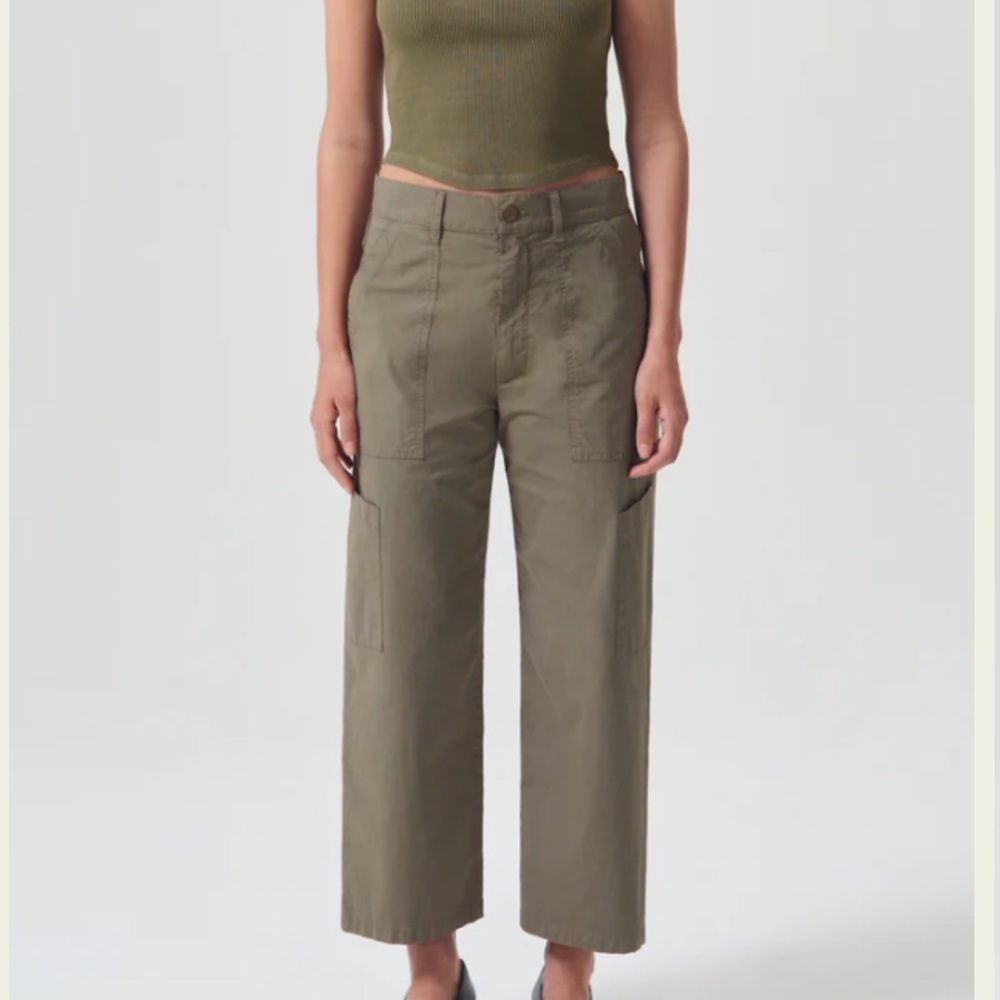 Agolde Daria Utility Olive Green Wide-Leg Pants